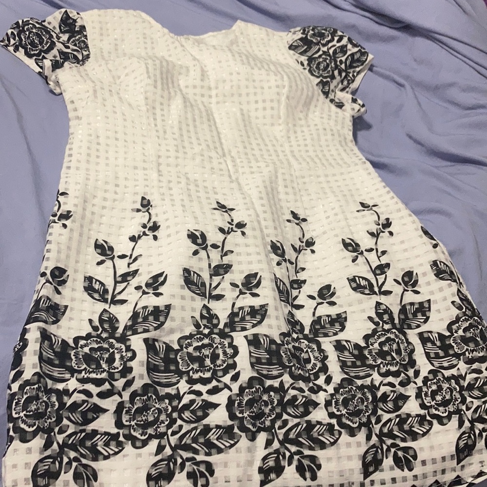 Black and white shift dress